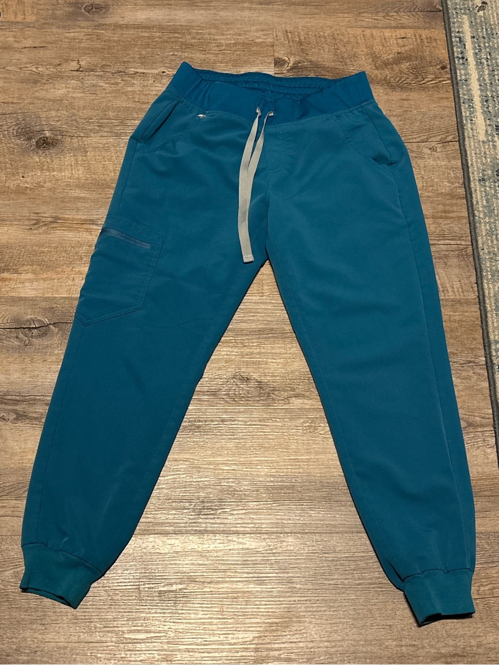 FIGS Women's Teal Petite Jogger Scrub Pants with Drawstring